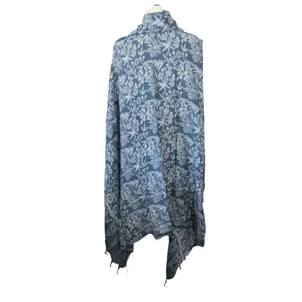 Woven boho floral‎ print fringed lagenlook scarf shawl